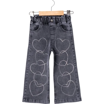 KALP TAŞLI SİYAH KOT PANTOLON  2Y,3Y,4Y,5Y Kız