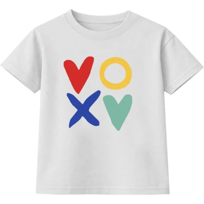 KALP X O BASKILI KISA KOLLU TİŞÖRT  6Y,7Y,8Y,9Y Kız