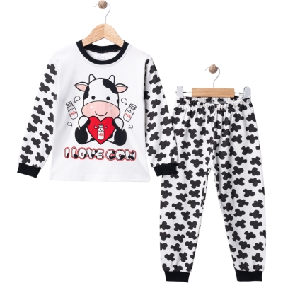 KALPLİ İNEK BASKILI PİJAMA TAKIM  4Y,5Y,6Y Uni