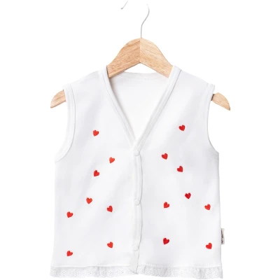KALPLİ NAKIŞLI DANTELLİ BEBE YELEK 6 Ay,9 Ay,12 Ay,18 Ay,2Y Kız