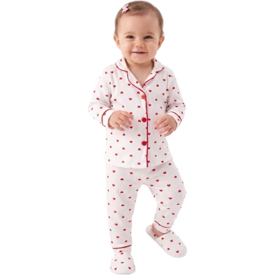 KALPLİ TERLİKLİ YAKALI PİJAMA TAKIM  12 Ay,2Y,3Y Kız