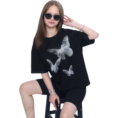 KELEBEK BASKILI TAŞLI SWEAT 8Y,10Y,12Y,14Y,16Y Kız