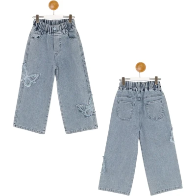 KELEBEK BAKIŞLI KIZ KOT PANTOLON 6Y,7Y,8Y,9Y,10Y Kız