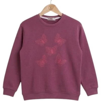 KELEBEK BASKILI SWEAT 13Y,16Y Kız
