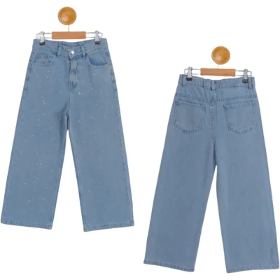 KEMERLİ PMC TAŞLI KIZ KOT PANTOLON  6Y,7Y,8Y,9Y,10Y Kız