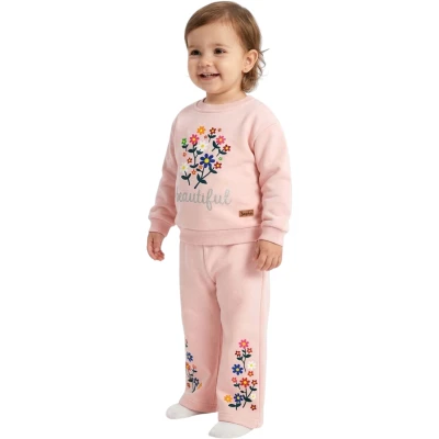 KIR ÇİÇEĞİ MODELLİ KIZ ÇOCUK İKİLİ TAKIM 12 Ay,2Y,3Y,4Y Kız