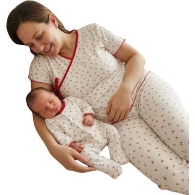 KİRAZ DESEN XL BEDEN ANNE BEBEK LOHUSA SET  3 Ay Uni