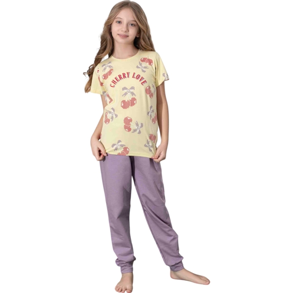 KİRAZLI KISA KOL UZUN GARSON 7Y,8Y,9Y,10Y,11Y Kız