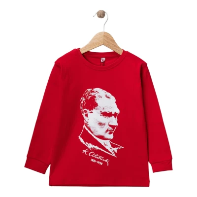 KIRMIZI ATATÜRK BASKILI UZUN KOL SWEAT 5Y,6Y,7Y,8Y Uni