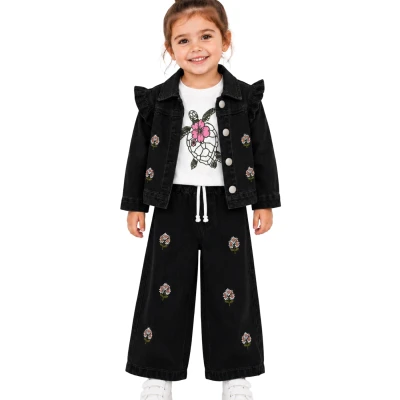 KIZ BEBE COTTON 3 LÜ TAKIM SİYAH 12 Ay,2Y,3Y,4Y Kız