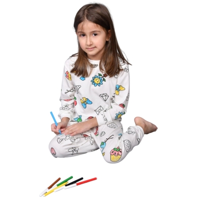KIZ ÇOCUK BOYAMALI PİJAMA TAKIMI 3Y,4Y,5Y,6Y Kız