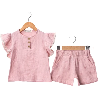 KIZ MÜSLİN ŞORTLU TAKIM 2Y,3Y,4Y,5Y Kız