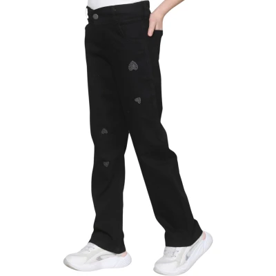 KIZ PALAZZO İÇİ BOŞ DOLU KALP SİYAH 6Y,7Y,8Y,9Y,10Y,11Y,12Y Kız