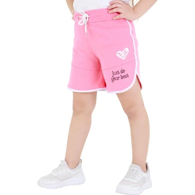 KIZ YAN VE PAÇA BİYELİ KABARTMA BASKILI ŞORT 3Y,4Y,5Y,6Y,7Y,8Y Kız