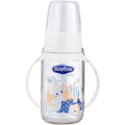 KULPLU CAM BİBERON(SİLİKON KİRAZ UÇLU) 125ML BEYAZ 1 Ay,2 Ay,3 Ay,6 Ay Uni