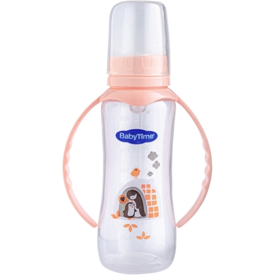 KULPLU PP BİBERON (SİLİKON KİRAZ UÇLU) 250ML PEMBE 1 Ay,2 Ay,3 Ay,6 Ay Kız