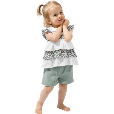 LEOPAR BASKILI MÜSLİN(ORGANİK) KIZ 2Lİ TAKIM 6 Ay,12 Ay,18 Ay,2Y Kız