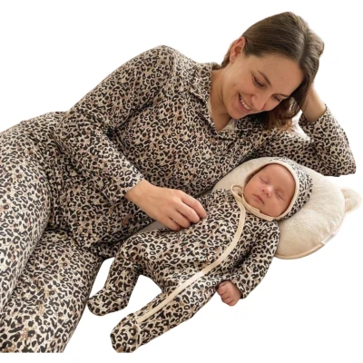 LEOPAR XXL BEDEN ANNE BEBEK LOHUSA SET  3 Ay Kız