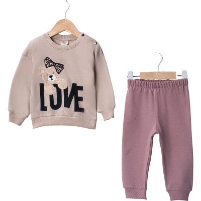 LOVE BASKILI TAŞ NAKIŞLI KIZ TAKIM 9 Ay,12 Ay,18 Ay,2Y Kız