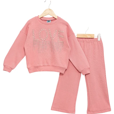LOVE TAŞ BASKILI KAŞKORSE KIZ TAKIM 2Y,3Y,4Y,5Y Kız