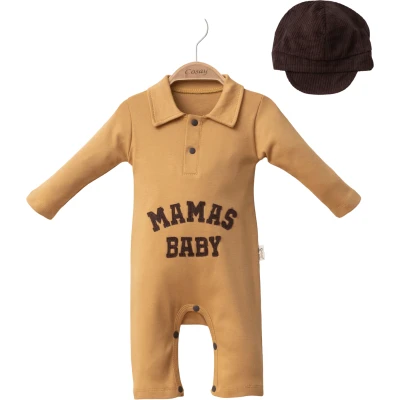 MAMAS BABY NAKIŞLI ŞAPKALI TULUM 6 Ay,9 Ay,12 Ay Erkek