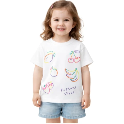 MEYVELER BASKILI TİŞÖRT  2Y,3Y,4Y,5Y Kız