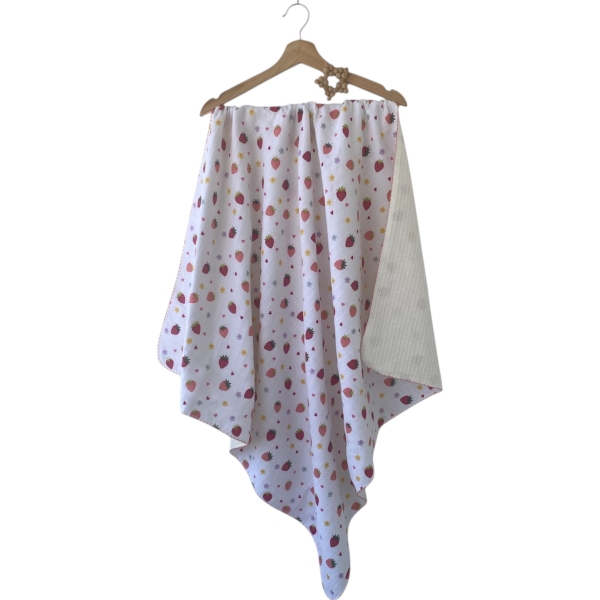 MİNİK ÇİLEK PİKELİ MÜSLİN BATTANİYE 1 Ay,2 Ay,3 Ay,6 Ay,9 Ay,12 Ay,18 Ay,2Y Kız 80x90 CM