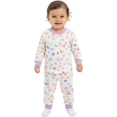 MOR KALPLİ ÇITÇITLI PİJAMA 6 Ay,12 Ay,18 Ay,2Y Kız