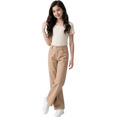 OKUL KIZ PALAZZO GABARDİN PANTOLON CAMEL 11Y,12Y,13Y,14Y,15Y Kız