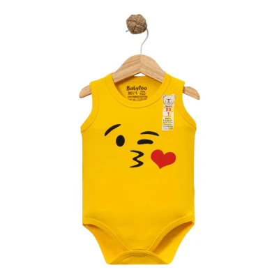 ÖPÜCÜK EMOJİ BASKILI ASKILI BADİ  3 Ay,6 Ay,9 Ay,12 Ay,18 Ay Uni