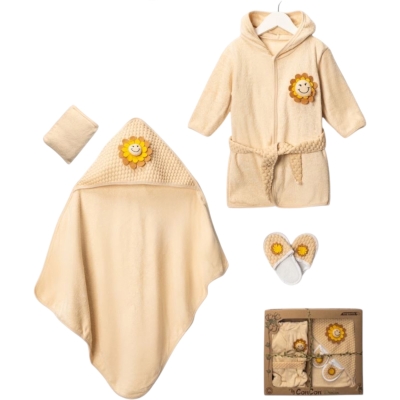 ORGANİC BEBEK BORNOZ SETİ 1 Ay,2 Ay,3 Ay Kız