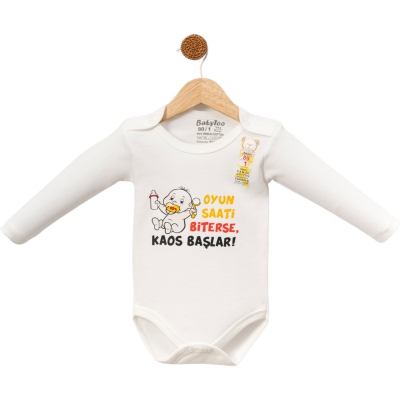 OYUN SAATİ BASKILI UZUN KOLLU BADİ KUCUK 1 Ay,3 Ay,6 Ay,9 Ay Uni