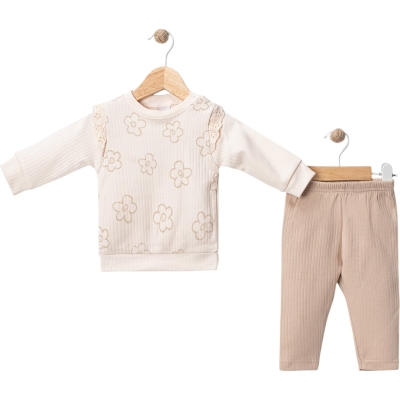 PAKET BRODELİ ÇİÇEKLİ TAKIM 9 Ay,12 Ay,18 Ay Kız