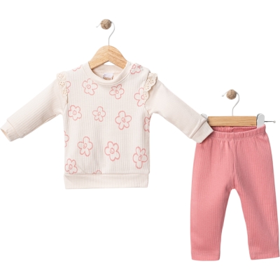 PAKET BRODELİ ÇİÇEKLİ TAKIM 9 Ay,12 Ay,18 Ay Kız