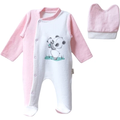 PANDA BASKILI KADİFE TULUM 3 Ay,6 Ay,9 Ay Uni