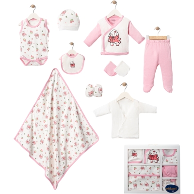 PEMBE ELBİSELİ TEMA 10 LU SET  1 Ay,3 Ay Kız