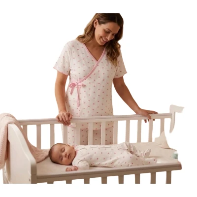 PEMBE KALP DESENLİ XXL BEDEN ANNE BEBEK LOHUSA SET  3 Ay Kız