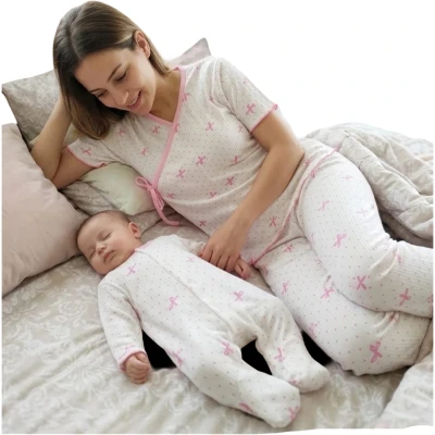 PEMBE KURDELE XXL BEDEN ANNE BEBEK LOHUSA SET  3 Ay Kız