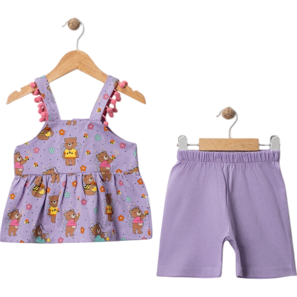 PONPON ASKILI KIZ BEBEK TAKIM  6 Ay,9 Ay,12 Ay,18 Ay Kız