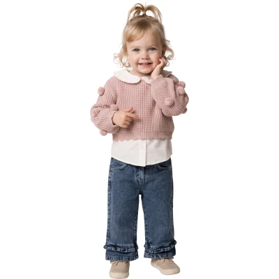 PONPONLU KIZ TRİKO TK 12 Ay,2Y,3Y,4Y Kız