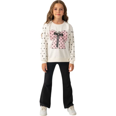 PUANTİYELİ BASKILI SWEATSHİRT 9Y,10Y,11Y,12Y Kız