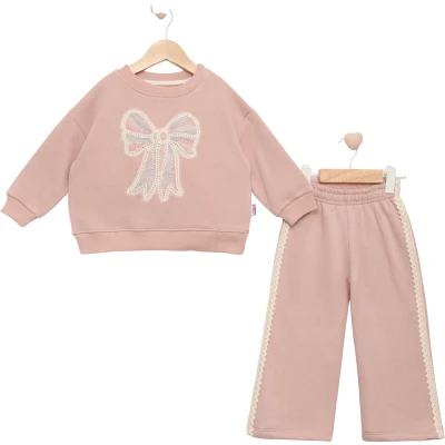 PUL FİYONK NAKIŞLI ÜÇ İPLİK KIZ TAKIM 2Y,3Y,4Y,5Y Kız