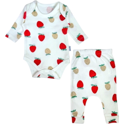 RAPORLU ÇİLEK BODYLİ TAKIM 1 Ay,2 Ay,3 Ay,6 Ay,9 Ay Kız