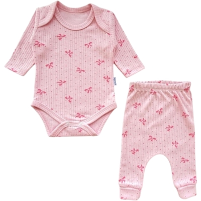 RAPORLU KURDELE BODYLI 2Lİ TAKIM  1 Ay,2 Ay,3 Ay,6 Ay,9 Ay Kız