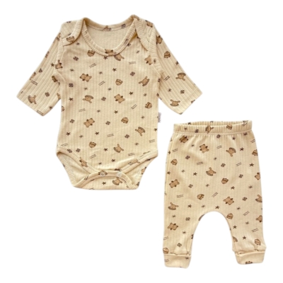 RAPORLU MİNİK TAVŞAN BODYLİ 2Lİ TAKIM  1 Ay,2 Ay,3 Ay,6 Ay,9 Ay Uni