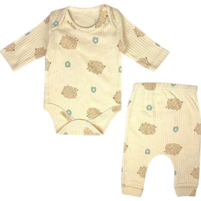 RAPORLU YÜNLÜ KOYUN BODYLİ 2Lİ TAKIM 1 Ay,2 Ay,3 Ay,6 Ay,9 Ay Uni