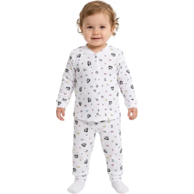 RENKLİ PANDA RAPORLU ÇITÇITLI PİJAMA  6 Ay,12 Ay,18 Ay,2Y Kız