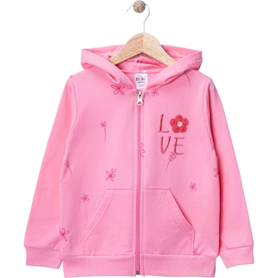 ŞARDONSUZ İKİ İPLİK LOVE KIZ HIRKA 5Y,6Y,7Y,8Y Kız