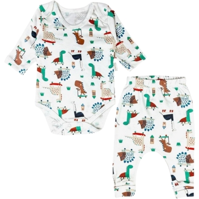 SEVİMLİ DİNOLAR BODYLI 2Lİ TAKIM  1 Ay,2 Ay,3 Ay,6 Ay,9 Ay Erkek
