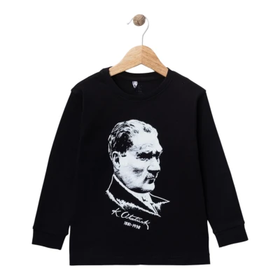 SİYAH ATATÜRK BASKILI UZUN KOL SWEAT 5Y,6Y,7Y,8Y Uni